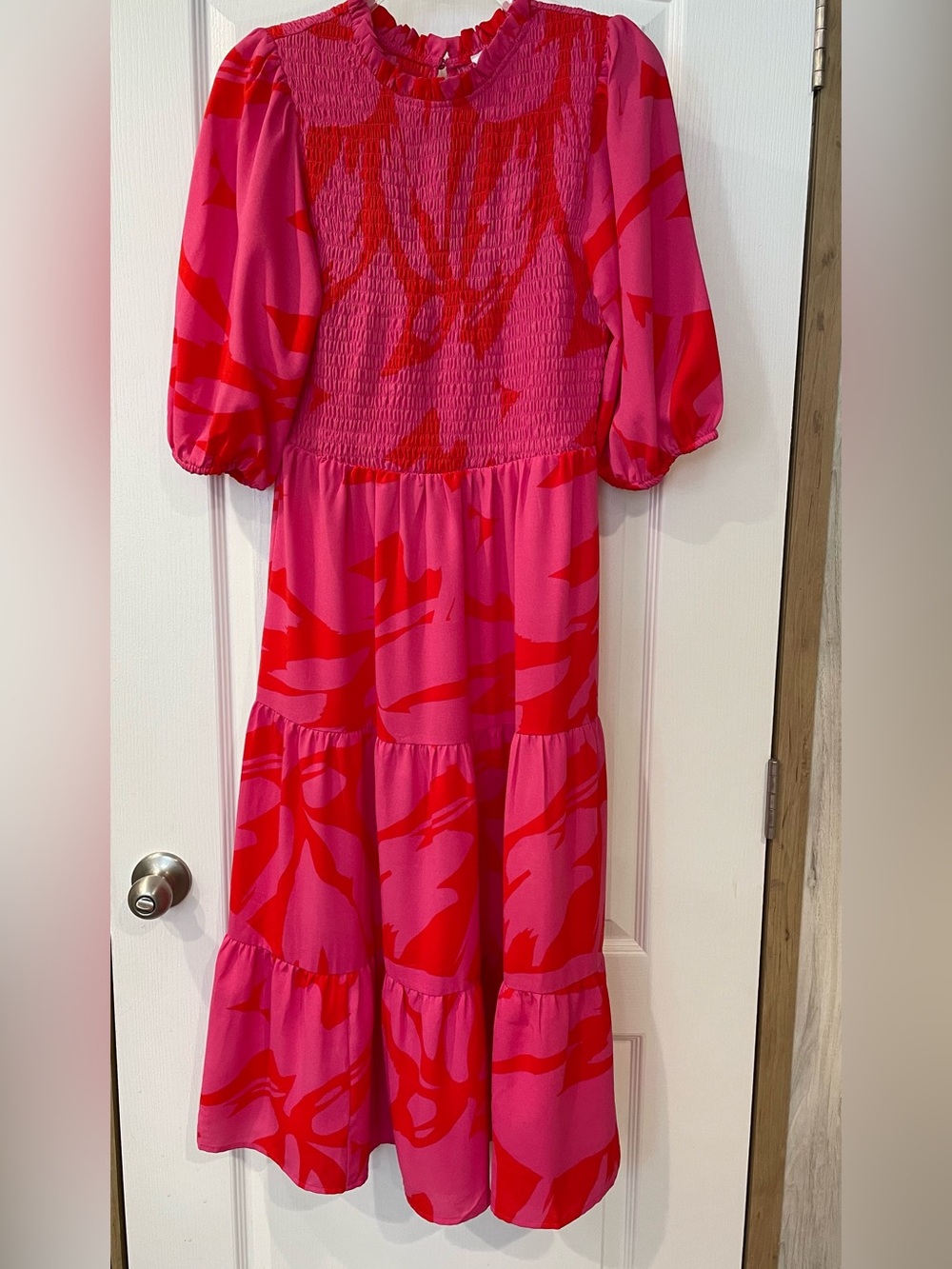Sugarlips pink maxi dress with red accents Size M